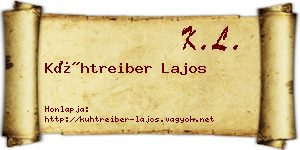 Kühtreiber Lajos névjegykártya